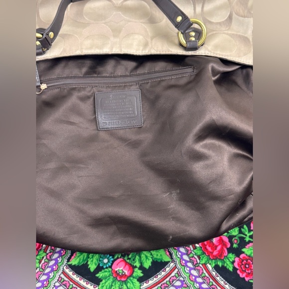 Coach Campbell Signature Handbag Large Brown Tan Sateen Purse Tote Career Preppy - Picture 14 of 15